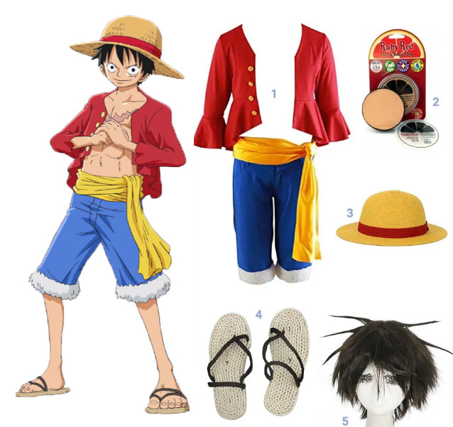 2-13 Years Kids Anime One Piece Monkey D Luffy Cosplay Costume
